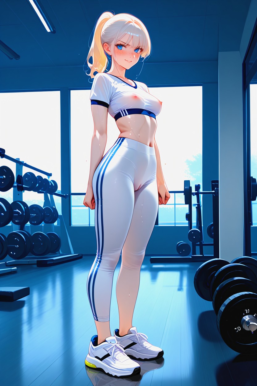 High Ponytail, Small Breasts, Determined Face Hentai AI Porn