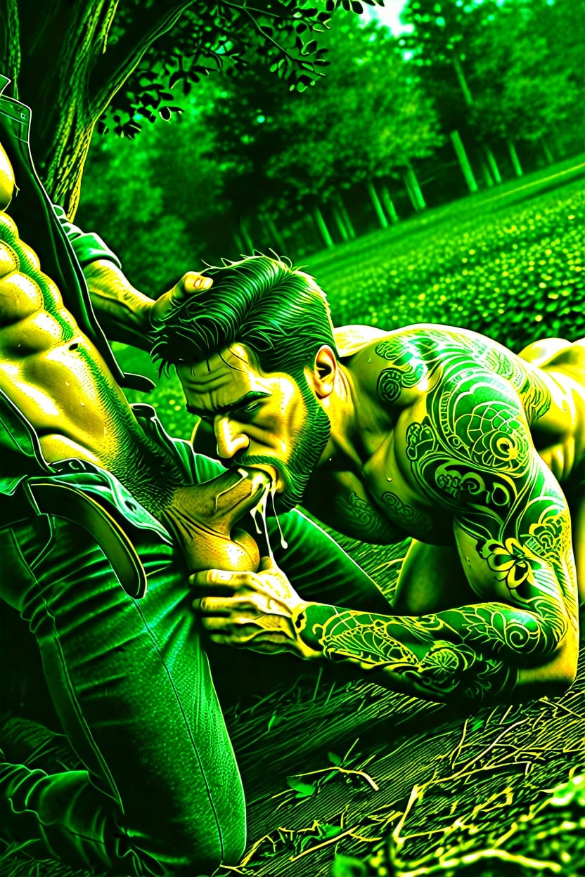 25+, Body Tattoos, Blowjob AI Gay Porn