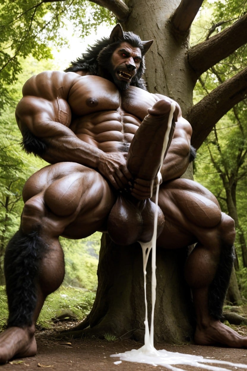 Hyper Cum, Soft Sunlight From Above, Werewolf Spit Roast AI Gay Porn