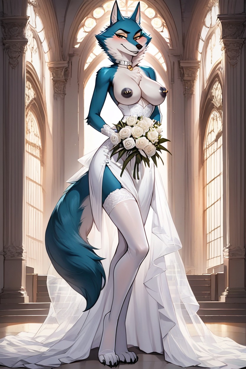 Cleavage, Blue Fur, White Garterbelt 퍼리 AI 포르노