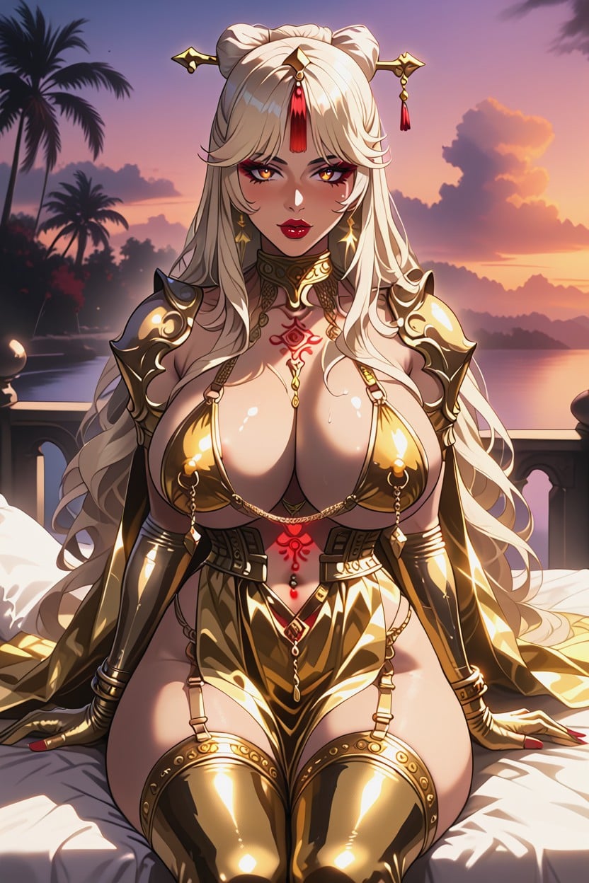 25+, Gold Chain Harness, High Gold Latex Heels Hentai AI Porn