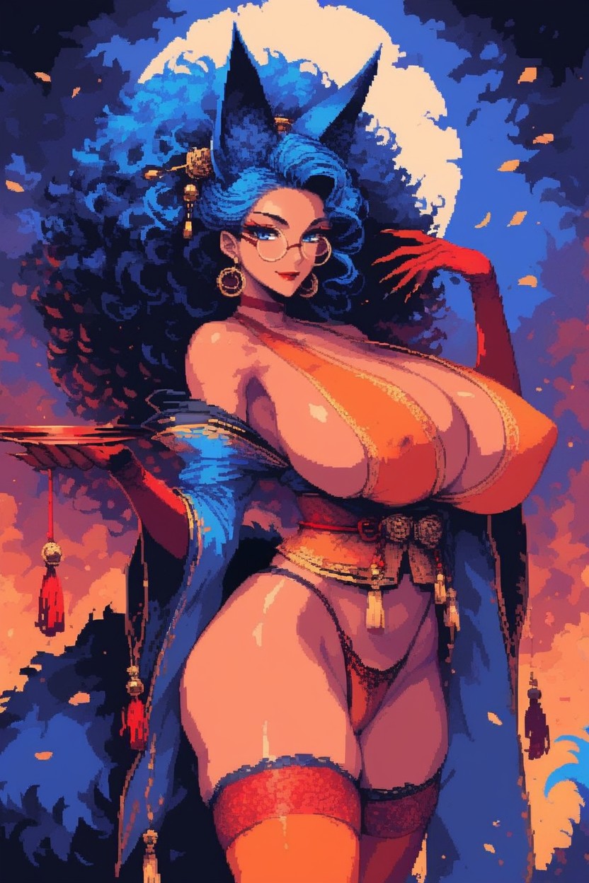 Multiple Tail, Detailed Face, Simple Background Hentai AI Porn