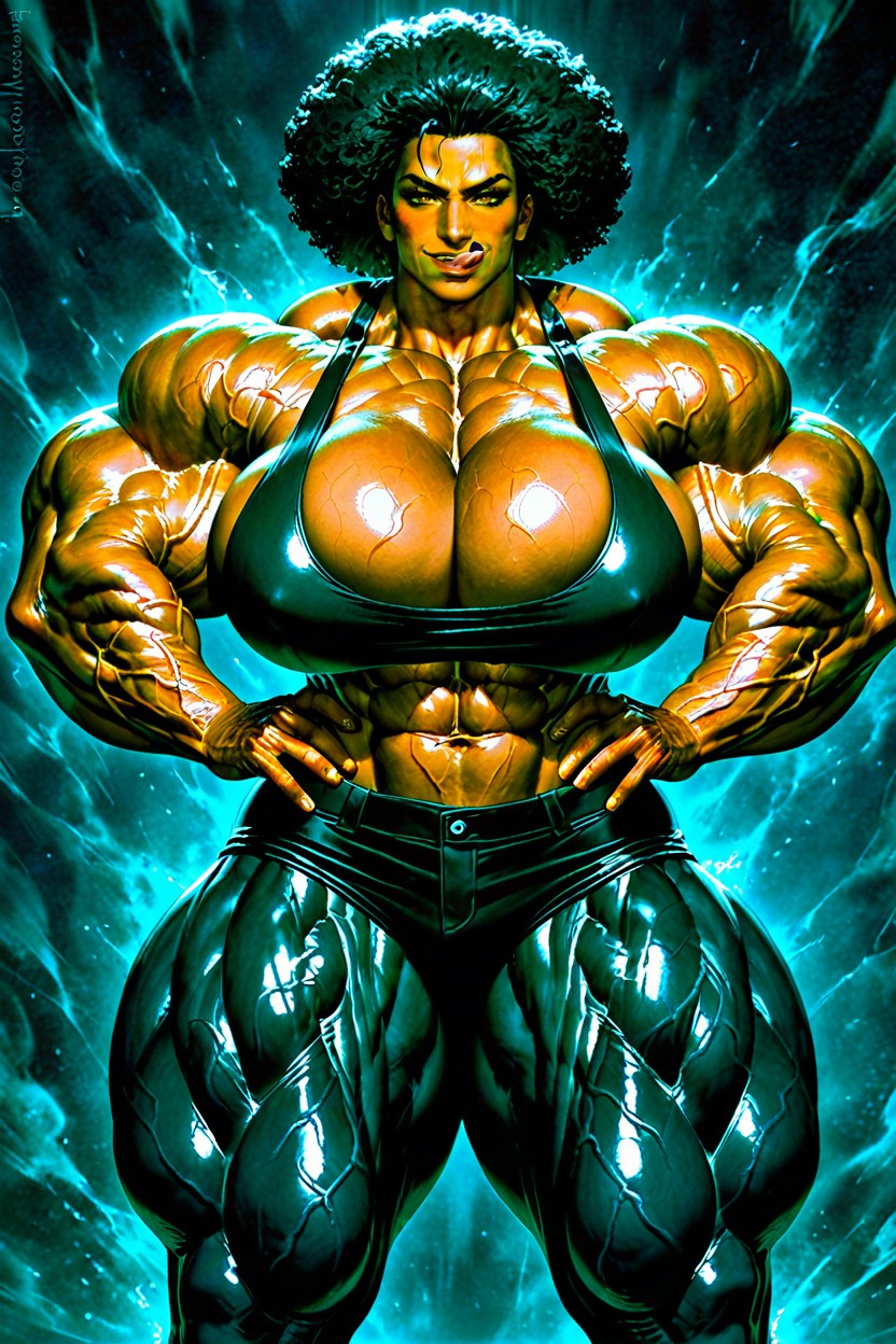 Hyper Muscles, Muscled Female Bodybuilder, Large Breasts AI Porn