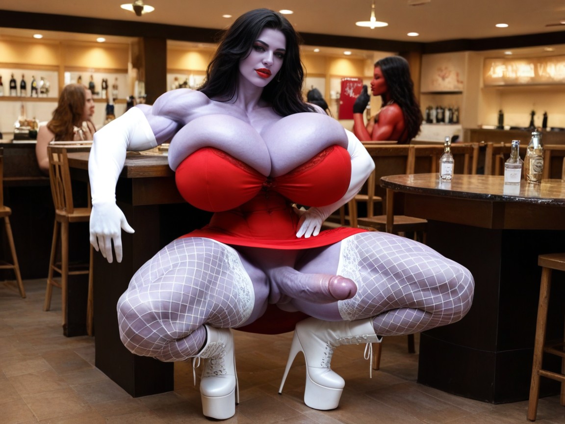Skirt, Colossal Tall Futanari, Huge Puffy Lips Shemale AI Porn