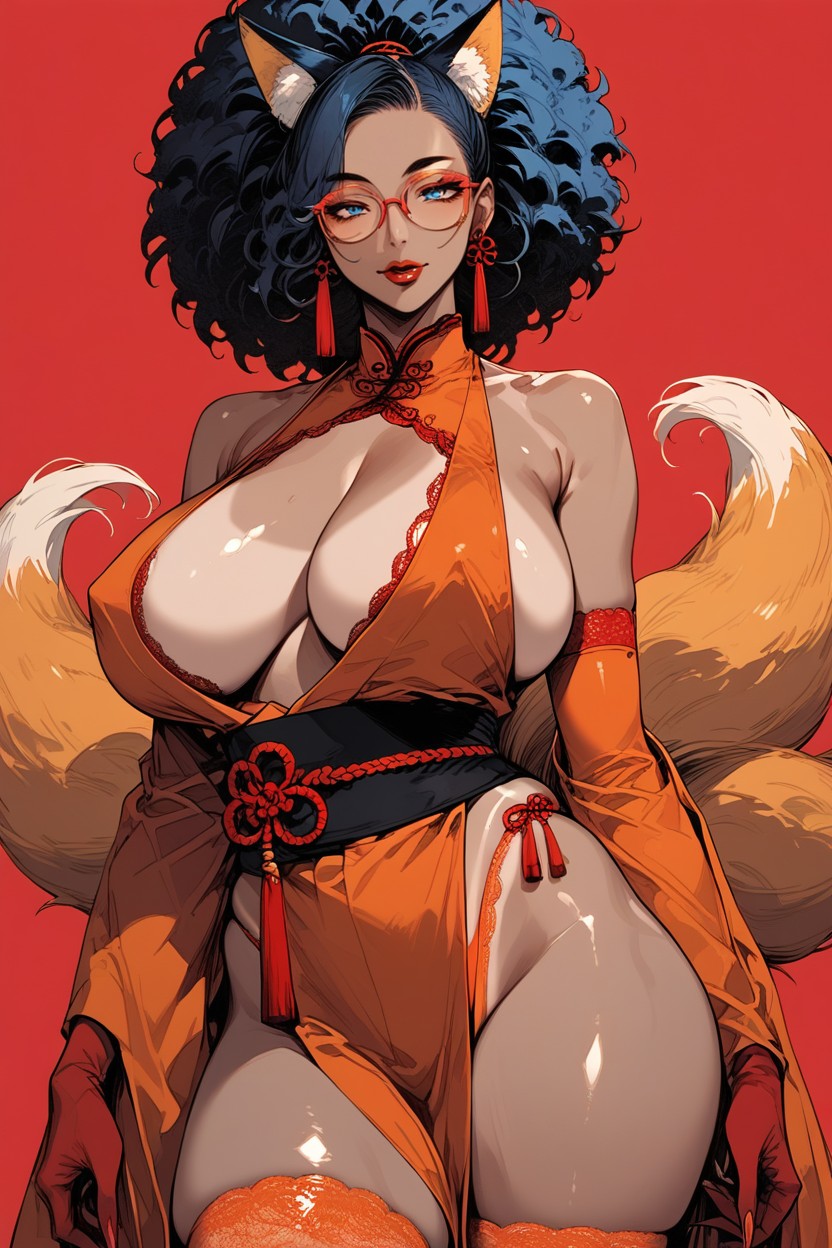 Red Lips, Erect Nipples, Elbow Gloves Hentai AI Porn