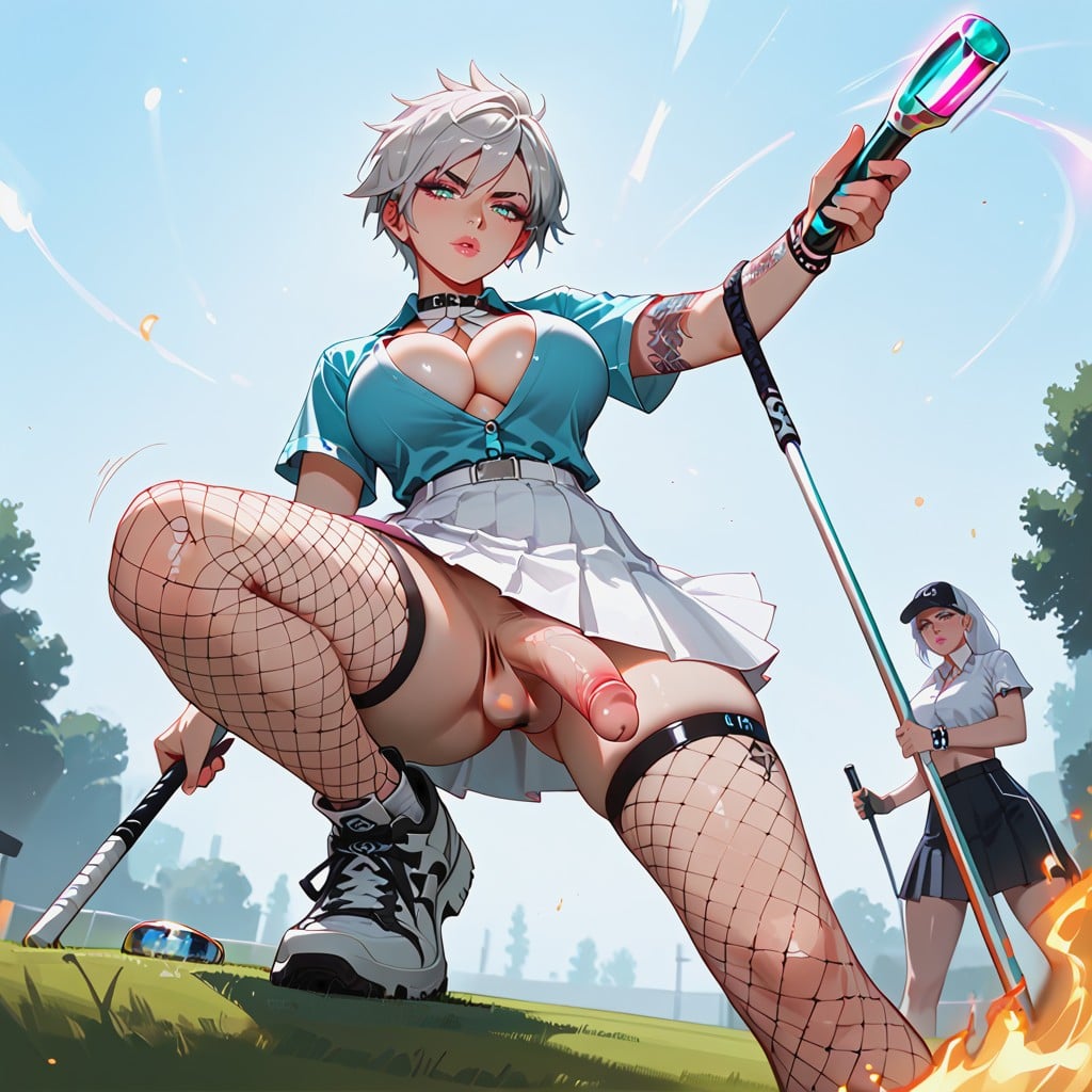 Fishnets, Movement Lines, Tattoo Shemale AI Porn