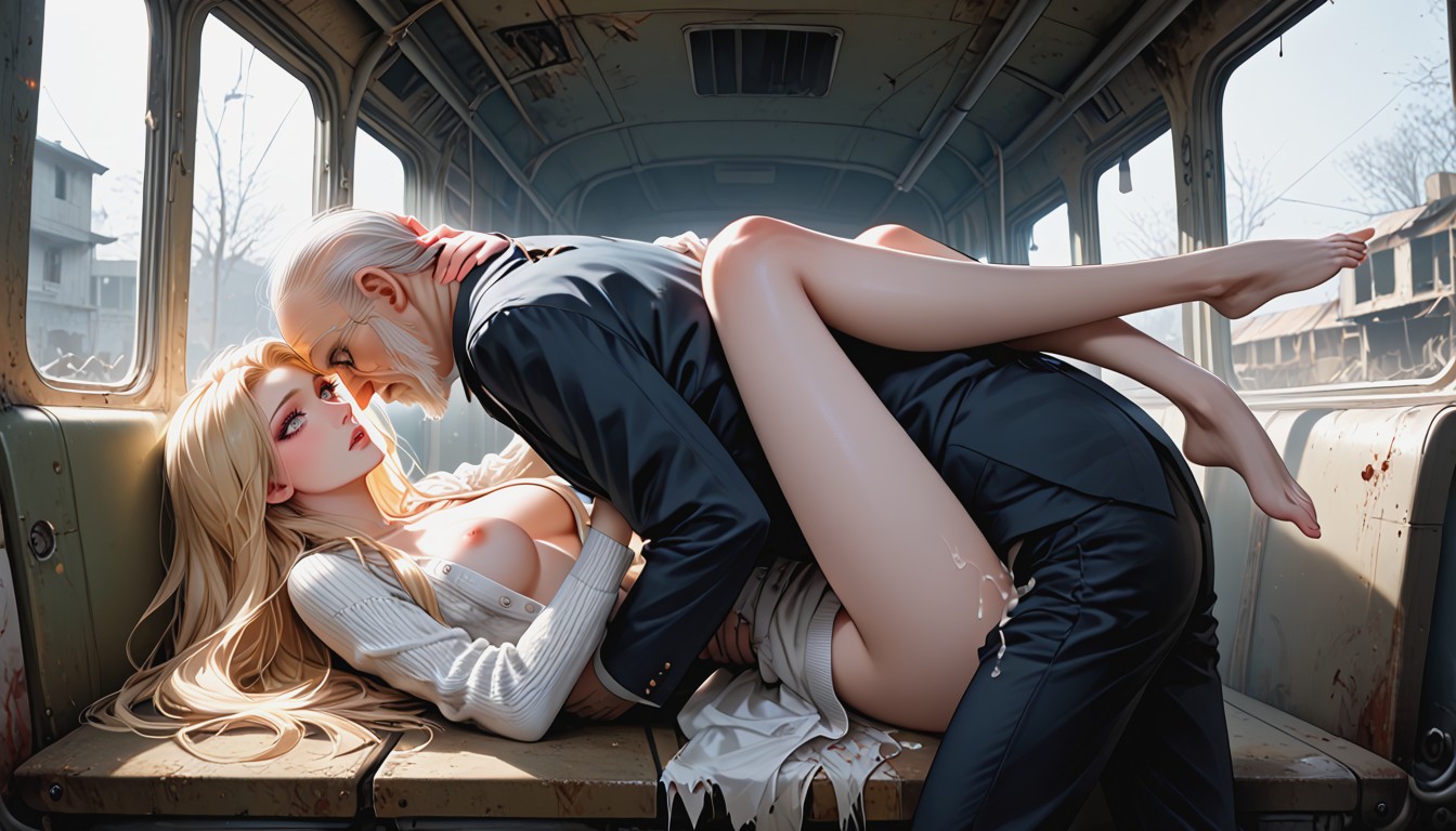 Cum Dripping, Old Man Zombie Hugging, Leg Lock AI Porn
