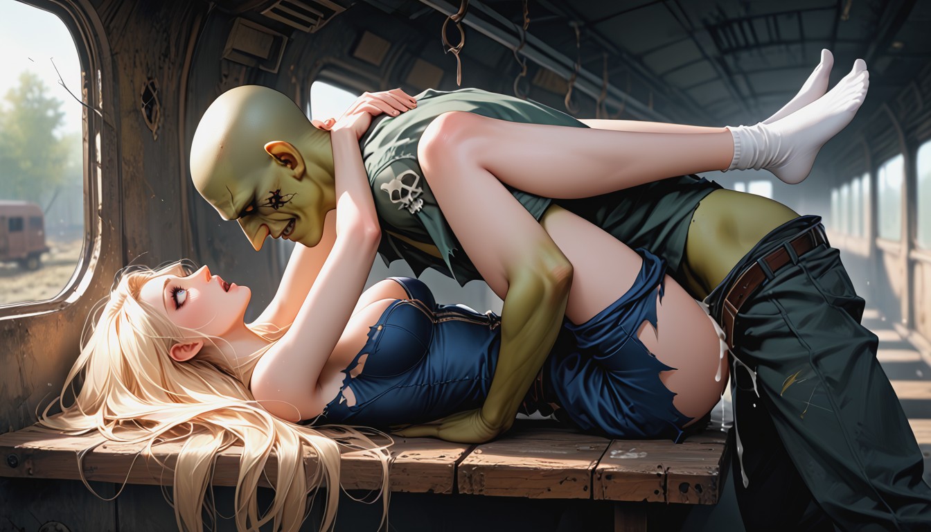 Torn Clothes, Eyes Rolling, Goblin Zombie Hugging AI Porn