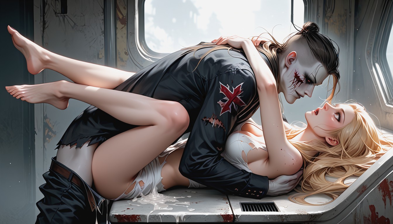 Extremely Realistic, Arms Hugging Head, Long Legs AI Porn