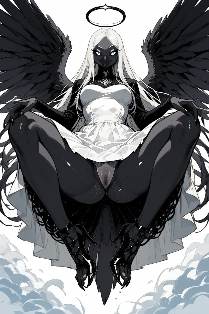 White Panties, Pussyjuice Flowing Down Legs, Three Sets Of Wings AI兽人黄片