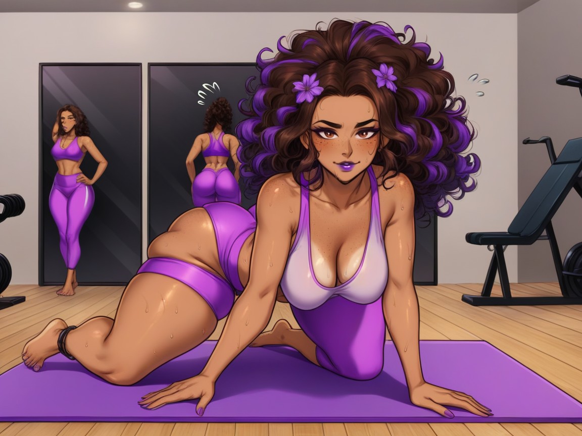 Rounded Hips, Action Shot, Permed Hair AI Porn