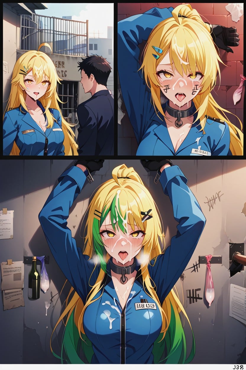 Face Close Up, Green Highlights, Ahoge Hentai AI Porn