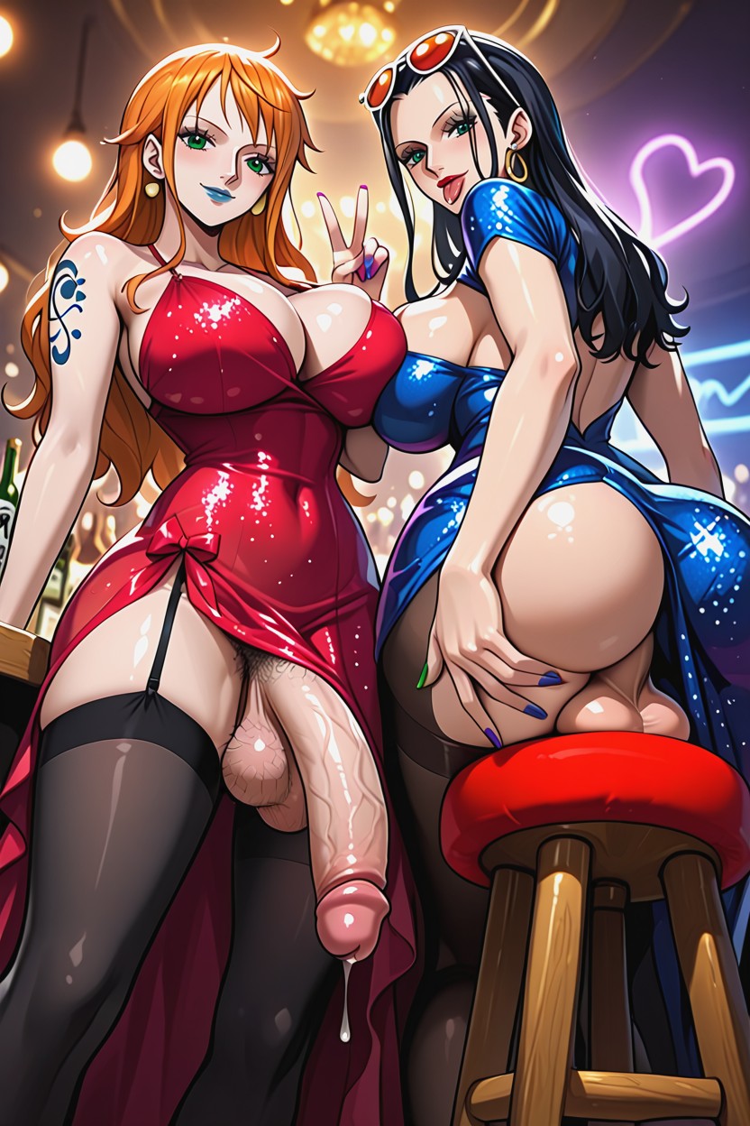 Nami Red Lips Stick, Tongue Out, Sunglasses Shemale AI Porn