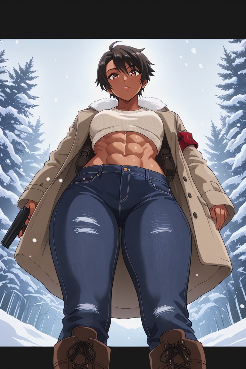 Dusk, Mountains, Brown Eyes Hentai AI Porn