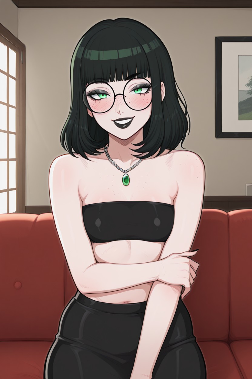 White Pale Skin, Round Face, Dusk Hentai AI Porn