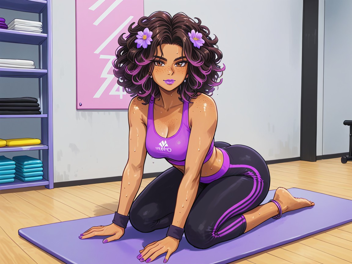 Woman Performing Yoga Poset, Natural Medium Breasts, Chinadoll Face Hentai AI Porn