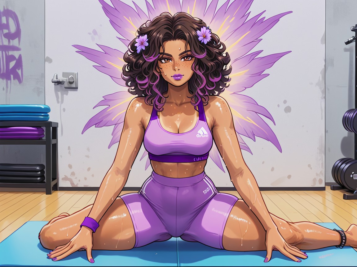 Studio Background, Woman Performing Yoga Poset, Barefoot With Anklet Charms Hentai AI Porn