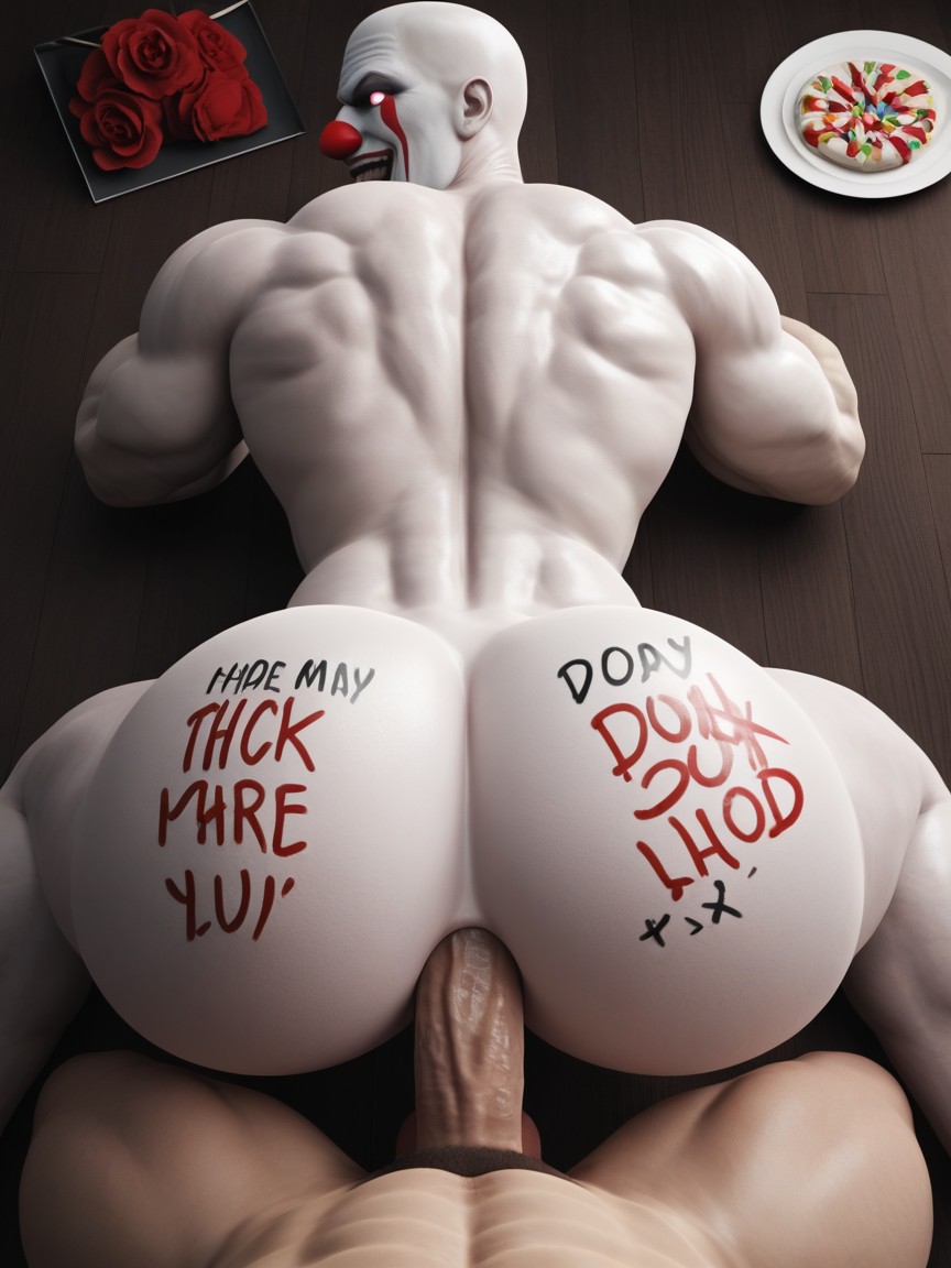 18+, Body Writing On Ass Is A Drawing Of The Dick Being Tricked Into The Orgasmatron, Masculine AI Gay Porn
