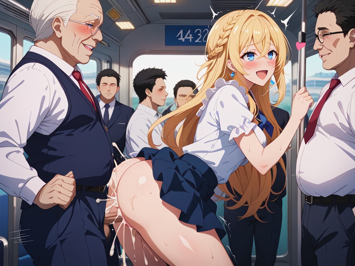 Love Hearts, Wide Eyes, White Frilled Blouse Hentai AI Porn