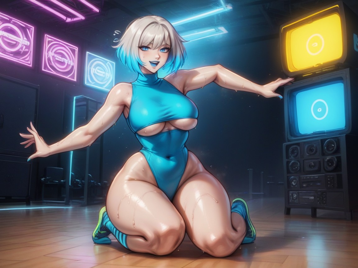 Happy Pretty Face, Exercise, Step Riser Centered AI Porn