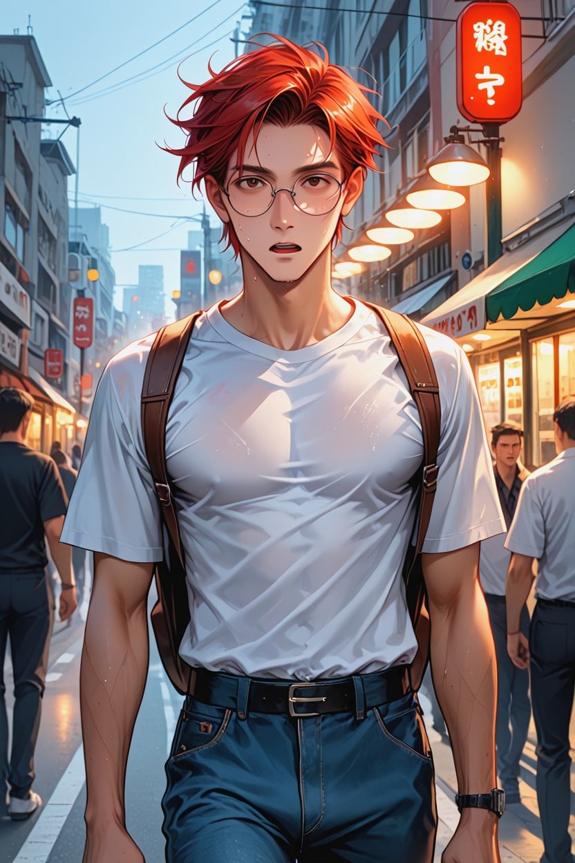 Walking, Skinny, Untucked T Shirt Hentai AI Porn