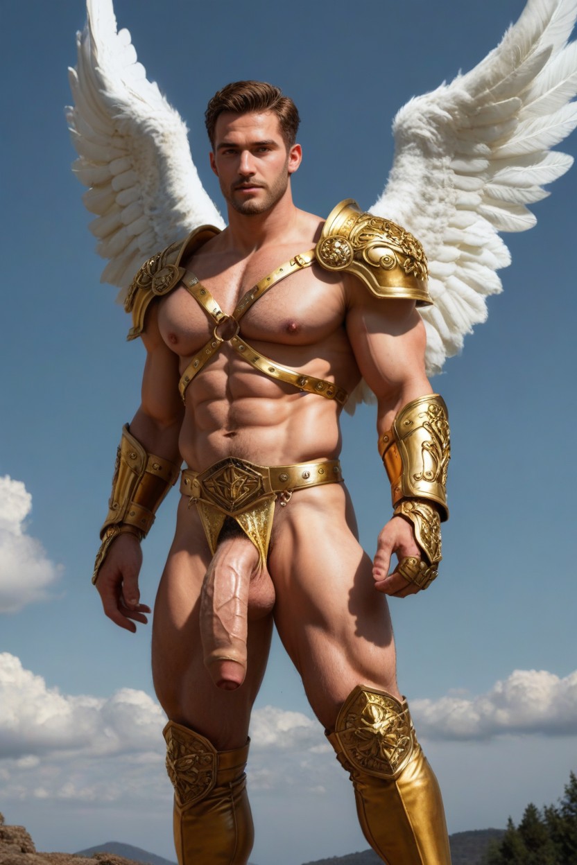 Armor Gloves, Gold Trimmed Chain Belt, Award Winning Photo AI Gay Porn