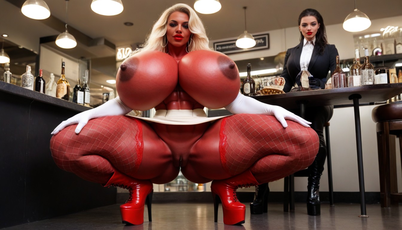 Huge Thigh Muscles, Huge Wide Hips, Blue Skin Shemale AI Porn