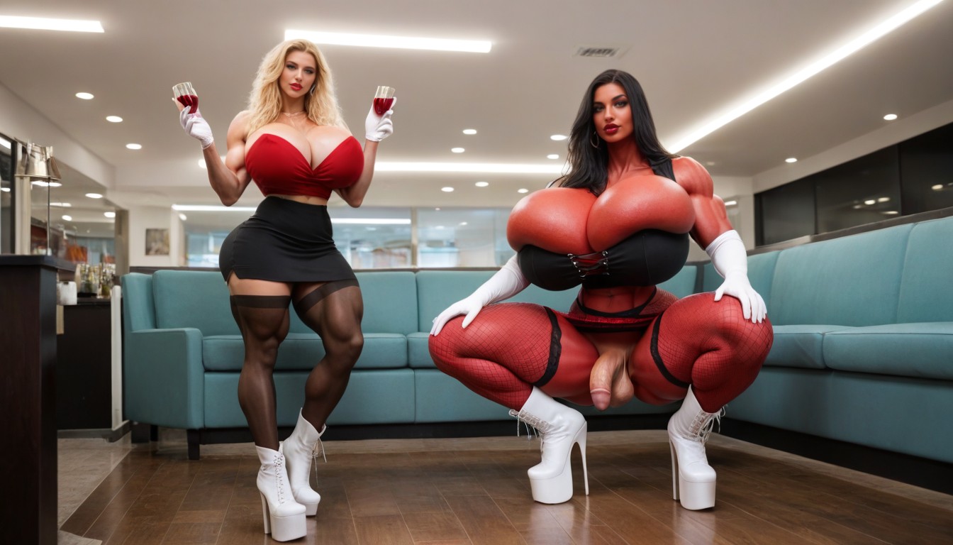 Blue Skin, Award Winning Photo, Ultra Muscular Thighs Shemale AI Porn