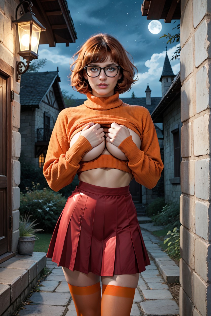 Haunted House, Velma Dinkley, Highly Detailed Hentai AI Porn