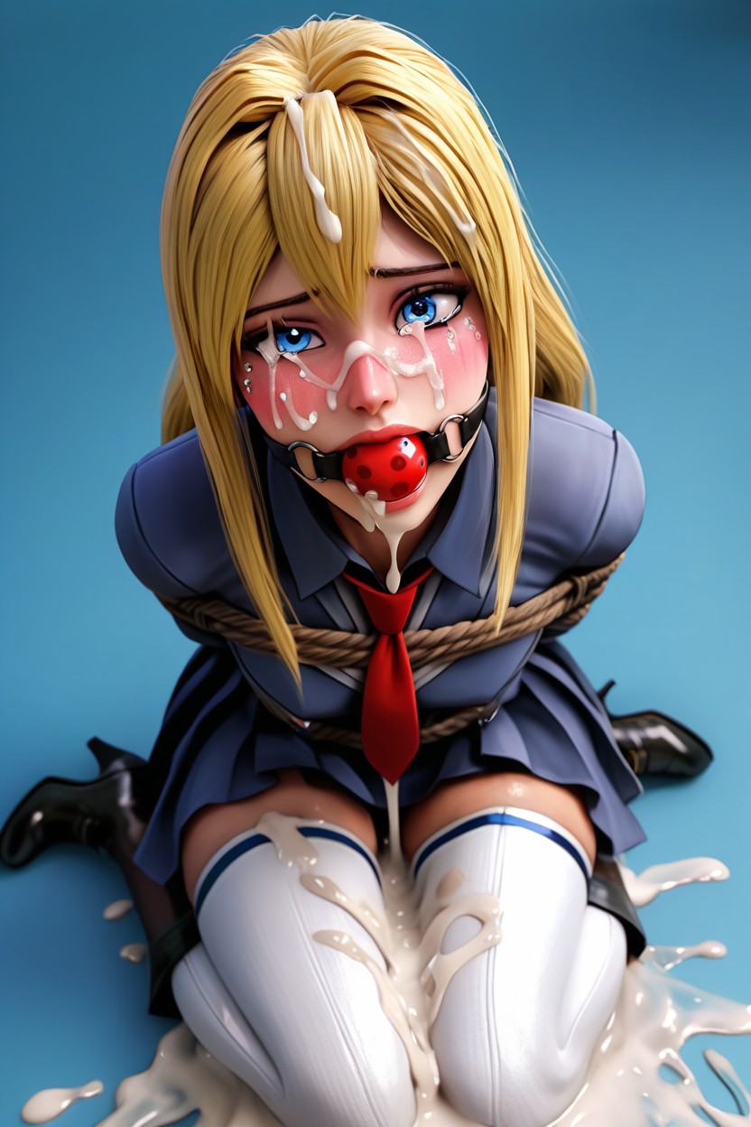 Ball Gag, Wink, Front View AI Porn