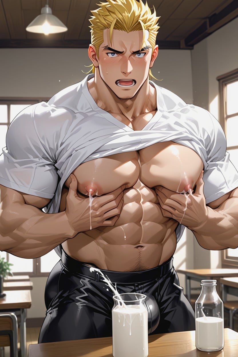 Muscular Body, Dorm, Wide Open Eyes AI Gay Porn
