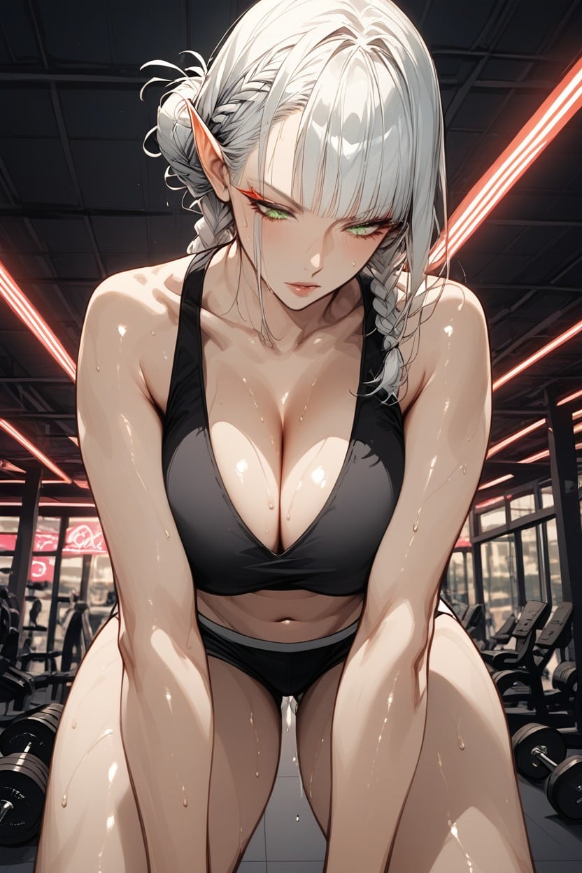 Thick Thighs, Mostly Neon Orange, Elf Female Hentai AI Porn