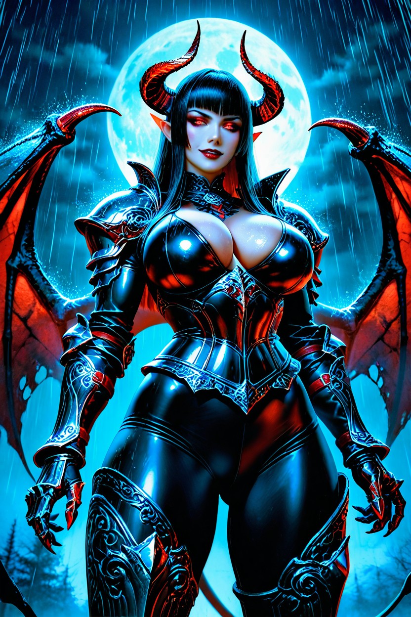 Knight Armor, Cold Light, Red Eyes AI Porn