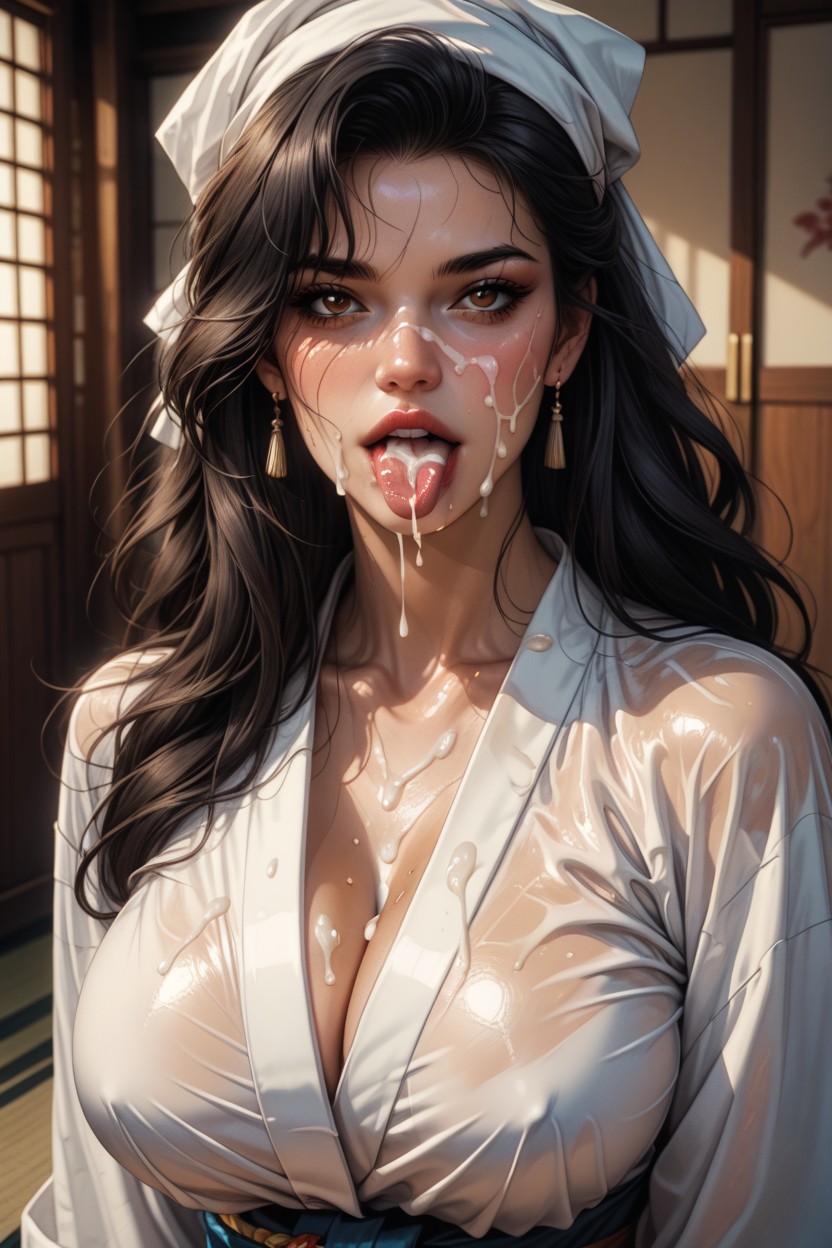 Large Breast, Detailed Face, Lots Of Cum Shemale AI Porn