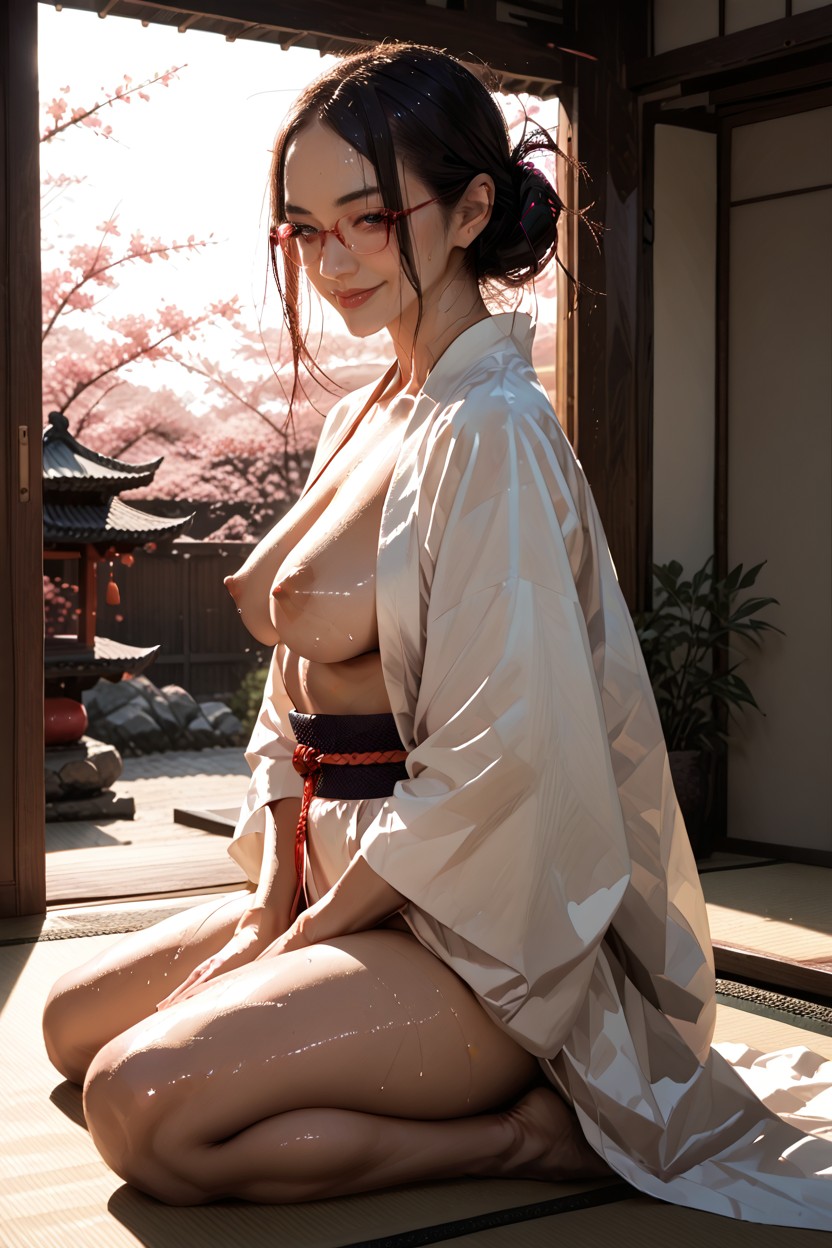 Japanese Fan On Floor, Thick Thighs, Detailed Ass Hentai AI Porn