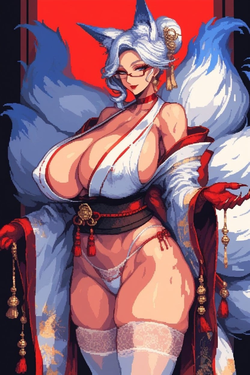 Japanese, Huge Breasts, Multiple Tail Hentai AI Porn
