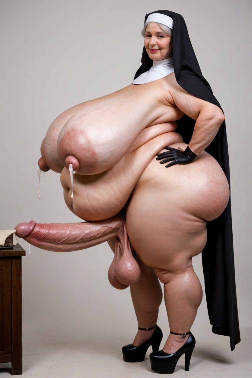 Hyper Saggy Breasts, Huge Cumshot, Saggy Breasts Shemale AI Porn