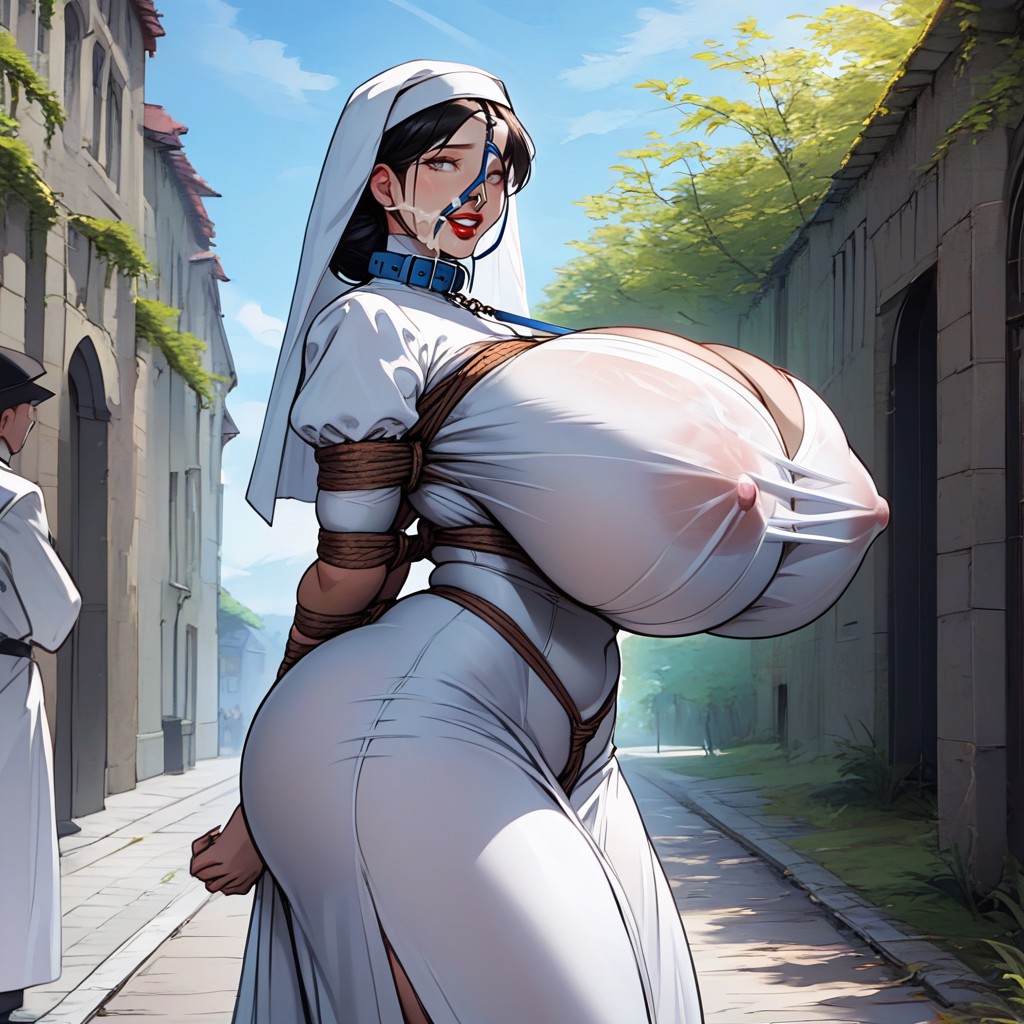 Gigantic Breast Expansion, Hair Bun, Unrealisticaly Gigantic Tits Cum On Face AI Porn