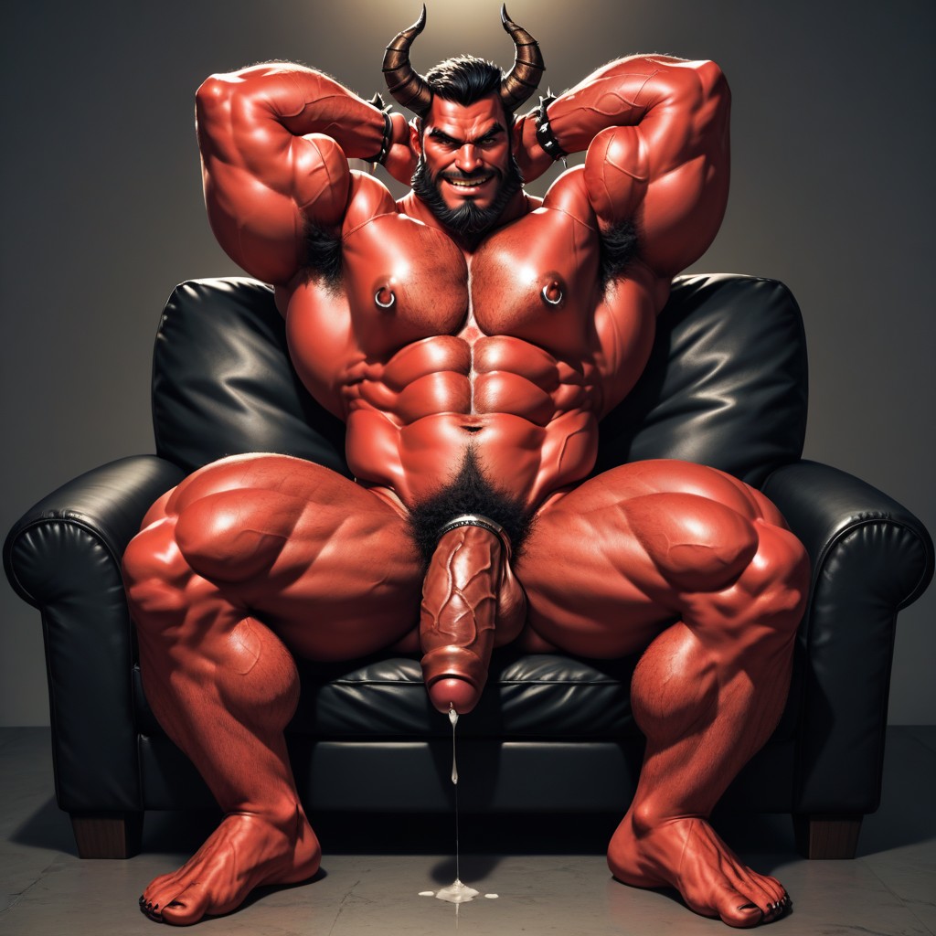 Full Body, Side View, Red Skin AI Gay Porn