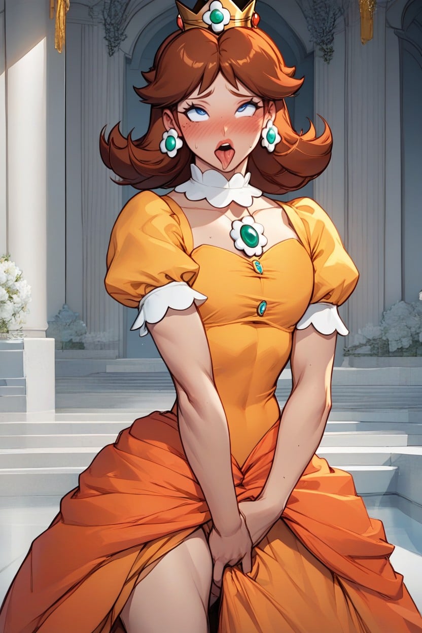 Male Princess Daisy, Giant Erect Cock, Androgynouschested AI Porn