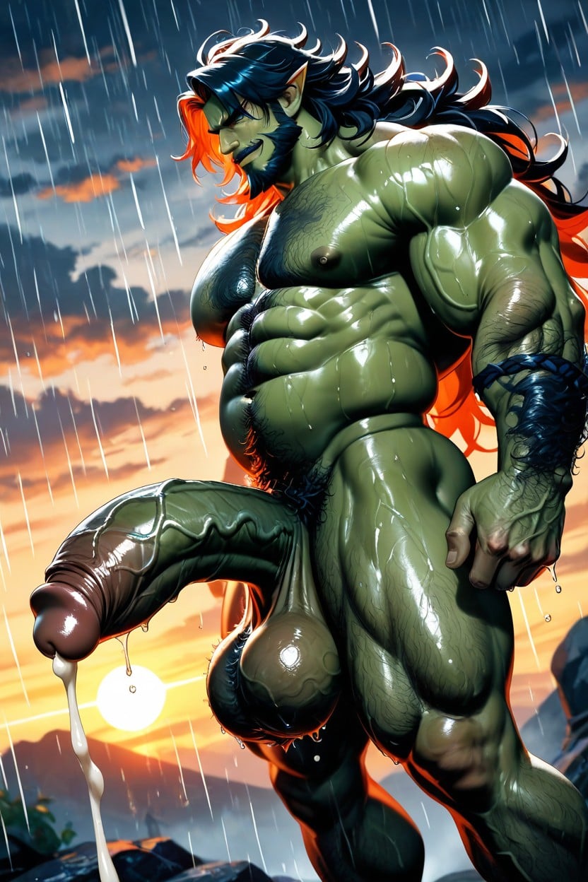 Side View, Sunset, Girthy Penis KI Schwulenporno