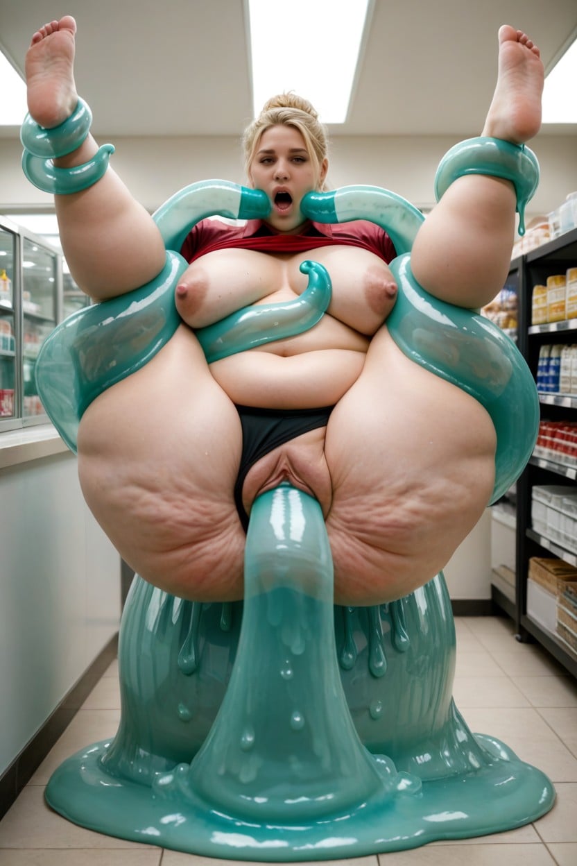 Pale Skin, Woman With Round Chubby Face, Chubby BBW AI Porn