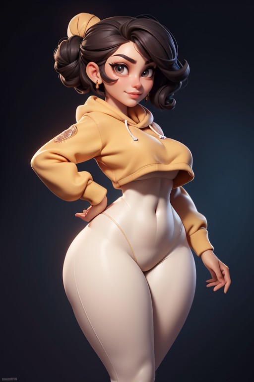 Pants Sit Below Navel, Gorgeous Arab North African Woman, Sexy Hentai AI Porn