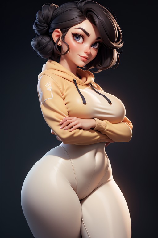 Black Hair, Correct Body Proportions, Sexy Smirk Expression Hentai AI Porn