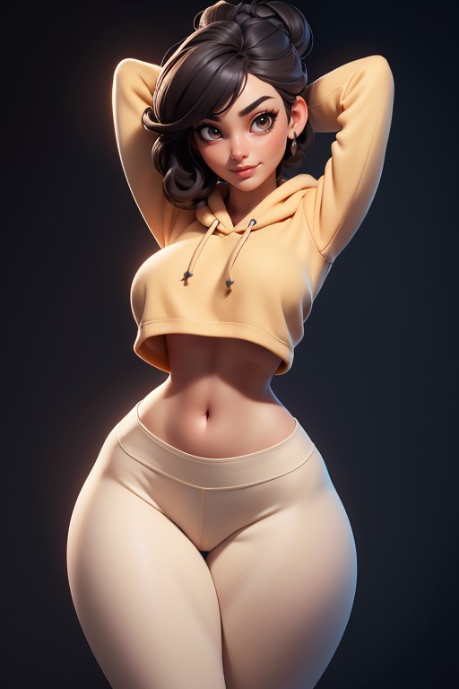 Tan Skin, Large Breasts, Sexy Smirk Expression Hentai AI Porn