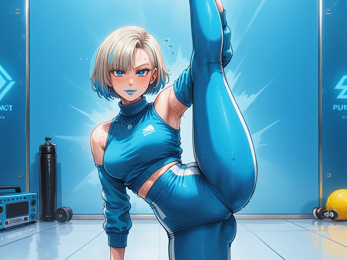Blue Boombox On Floor, Sharp Edges And Lines, Step Riser Centered Hentai AI Porn