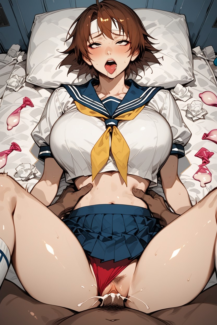 Sweaty, Crop Top, A Satisfied Face Hentai AI Porn