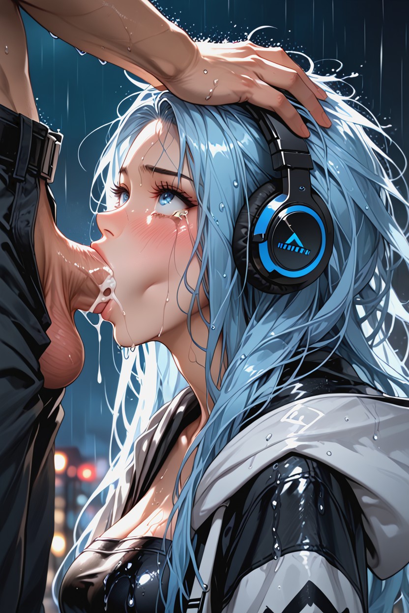 Large Eyes, Nervous Face, Headphones Hentai AI Porn