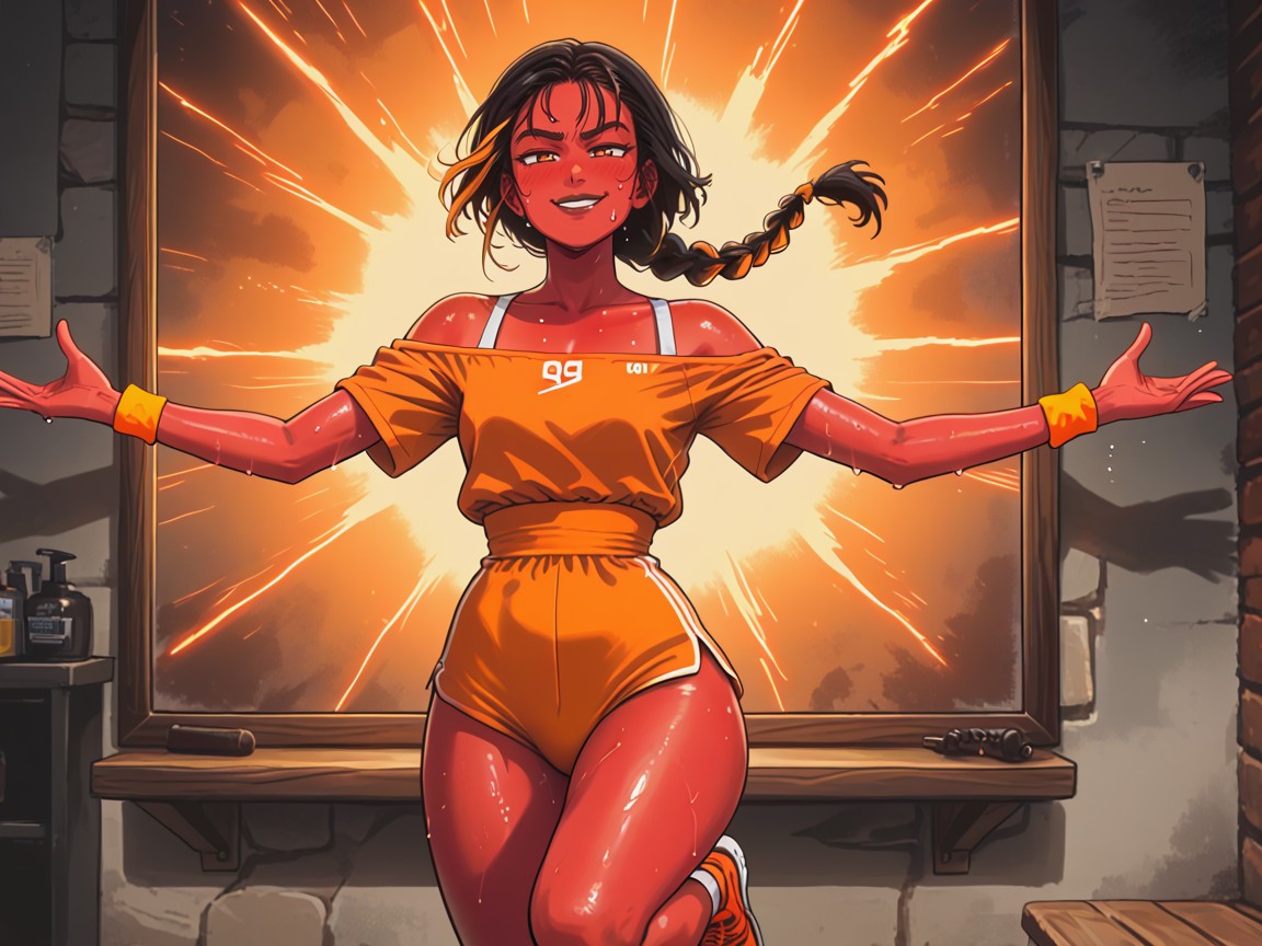 Wide Set Eyes, Strong Thighs, Red Skin Hentai AI Porn
