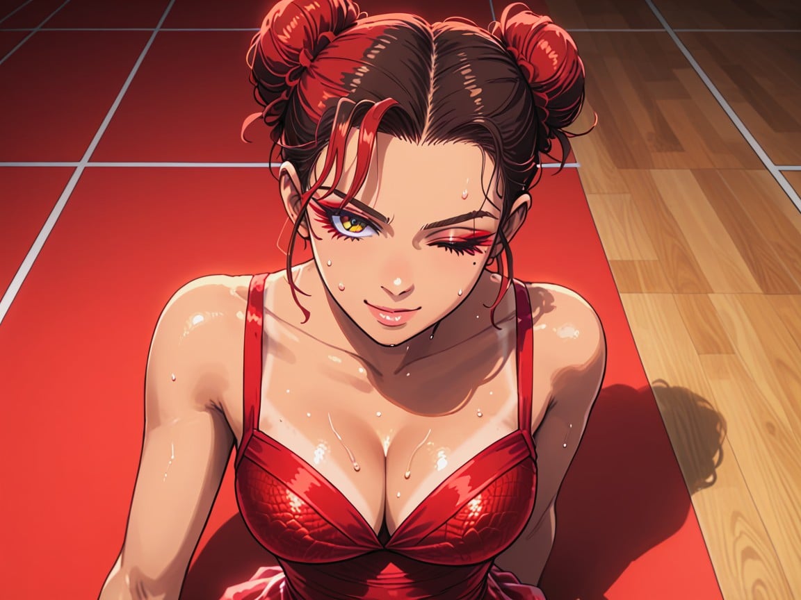 Beauty Mark, Laying, Wide Long Shoulders Hentai AI Porn